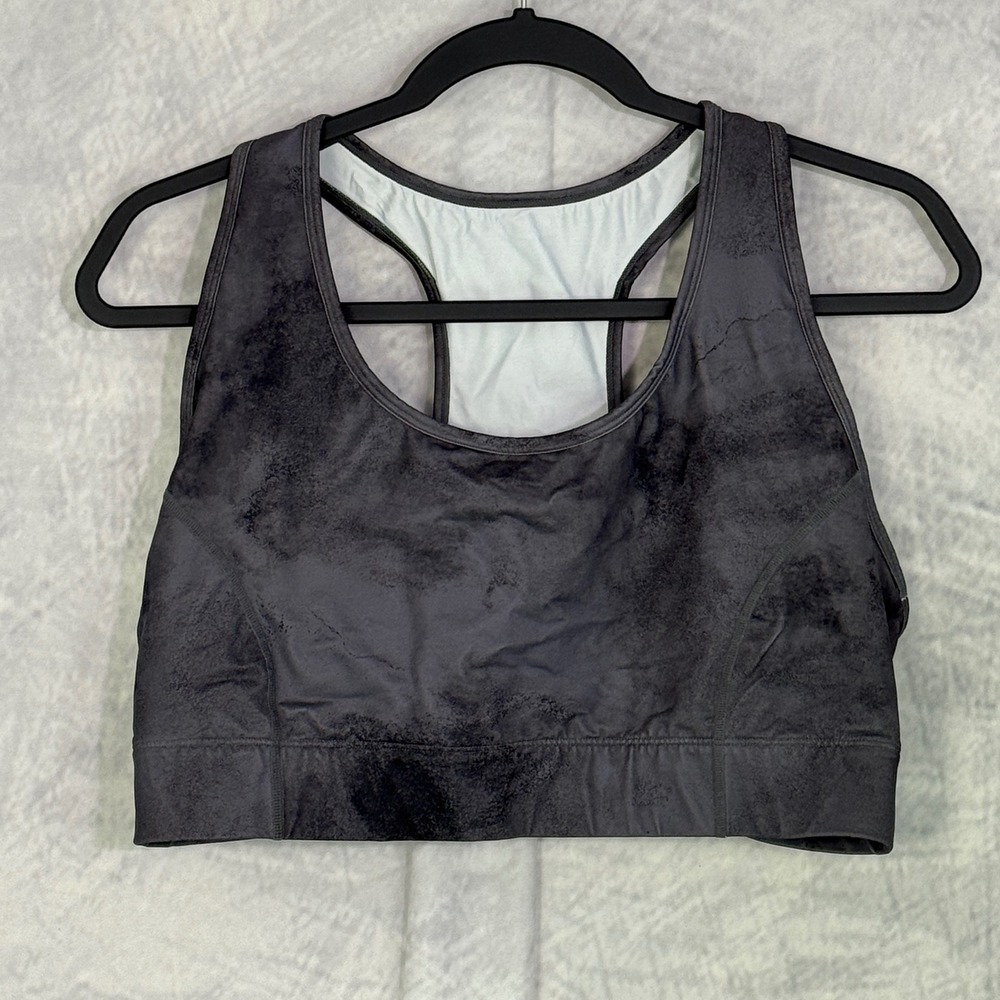 Fabletics Sports‎ Bra Black Grey Racerback Athletic Workout Women's Size 1X
